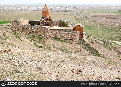 Ancient monastery Khor Virap in the mountains of Armenia. Was founded in years 642-1662.