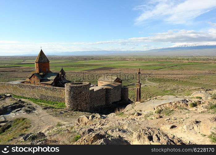 Ancient monastery Khor Virap in the mountains of Armenia. Was founded in years 642-1662.