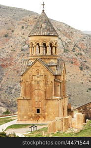 Ancient monastery Noravank in the mountains in Amaghu valley, Armenia. Was founded in 1205.