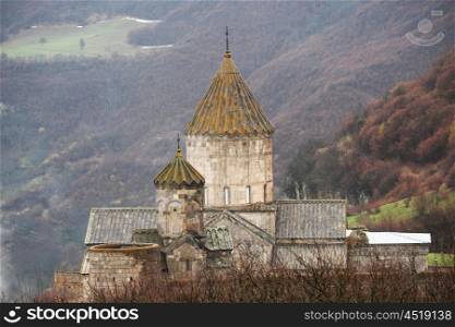 Ancient monastery Tatev in the mountains of Armenia. Was founded in year 906.