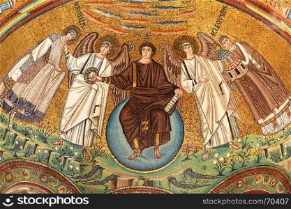 Ancient mosaics (VI century) in the Basilica of San Vitale in Ravenna, Italy