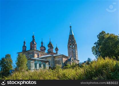 Ancient Orthodox Church on a clear Sunny day in the village Parsky, Ivanovo oblast, Russia.
