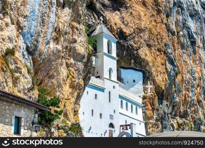 Ancient Ostrog Monastery in the rocks of Montenegro. Ostrog Monastery in Montenegro