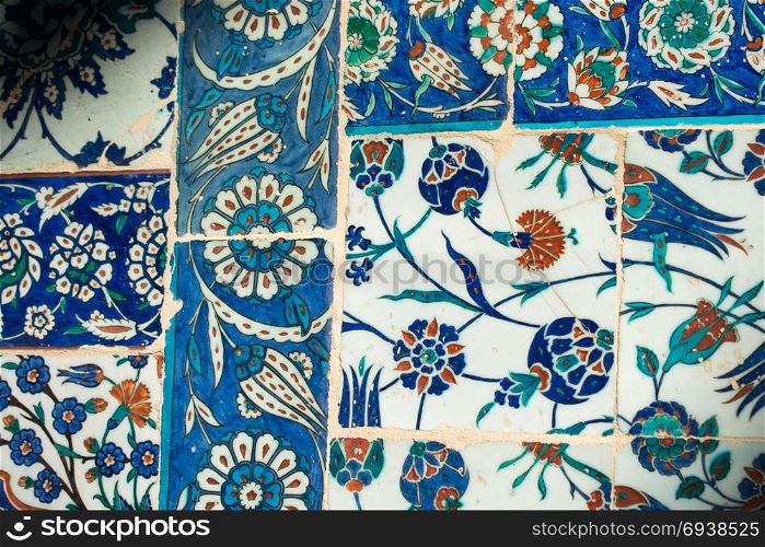 Ancient Ottoman time Handmade Turkish Tiles with floral patterns