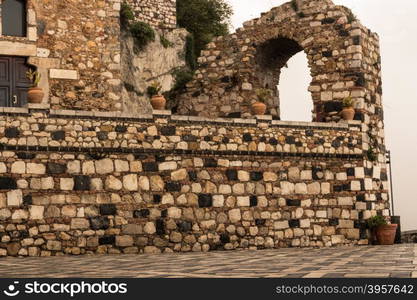 Ancient part of Castelmola town, Italy.