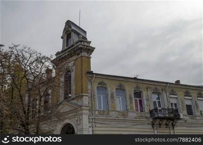 Ancient partial renovated building in Ruse - beauty town with varied style West-European architecture, Bulgaria, Europe