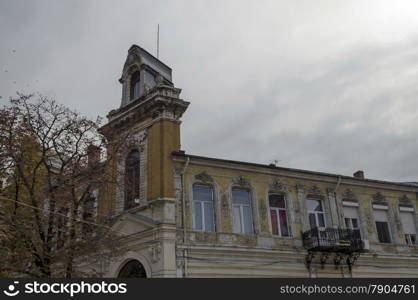 Ancient partial renovated building in Ruse town, Bulgaria