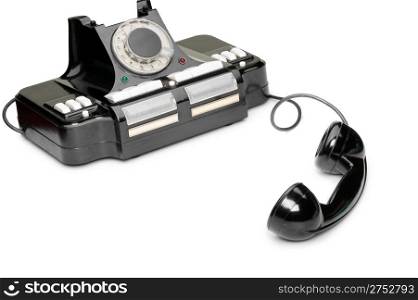 Ancient phone, off the hook. Multipurpose phone of manufacture of the USSR. It was used in 1950