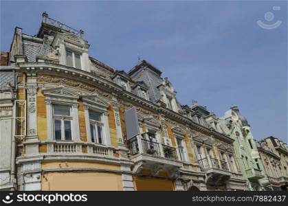 Ancient renovated building with rich decoration in Ruse - beauty town with varied style West-European architecture, Bulgaria, Europe