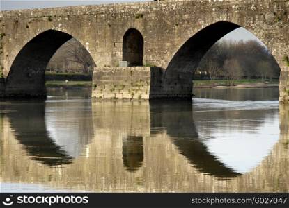 ancient roman bridge detail in the north of portugal