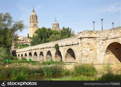 Ancient Roman bridge in Salamanca, Spain.