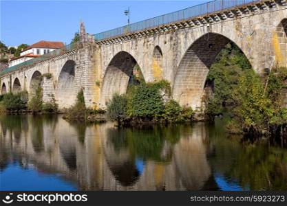 ancient roman bridge of Ponte da Barca in the north of Portugal