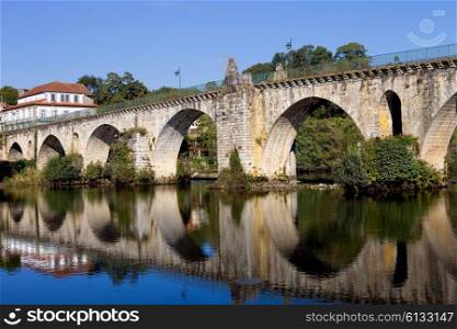 ancient roman bridge of Ponte da Barca in the north of portugal