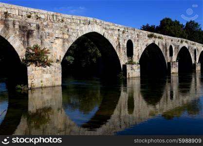 ancient roman bridge of Ponte do Porto, Braga, in the north of Portugal