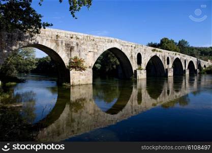 ancient roman bridge of Ponte do Porto, Braga, in the north of Portugal