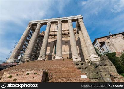 Ancient Rome ruines on bright summer day