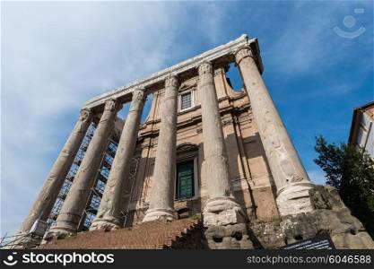Ancient Rome ruines on bright summer day