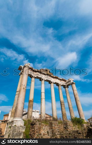 Ancient Rome ruines on bright summer day