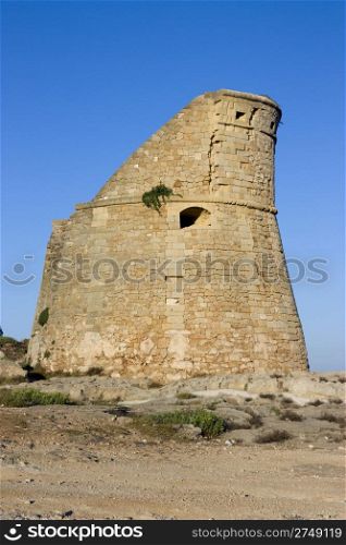Ancient ruin of a defense tower in the South of Italy