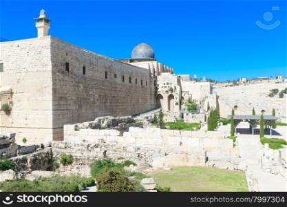 Ancient ruins in the center of Jerusalem, Israel