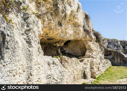 Ancient ruins of Greek Theater in Syracuse, Sicily, Italy