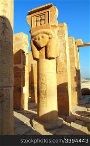 ancient sculpture in temple of Hatshepsut at Luxor Egypt