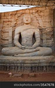 Ancient sitting Buddha image, Gal Vihara, Polonnaruwa, Sri Lanka
