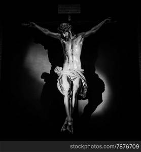 Ancient Spanish Crucifix made of wood, 300 years old.