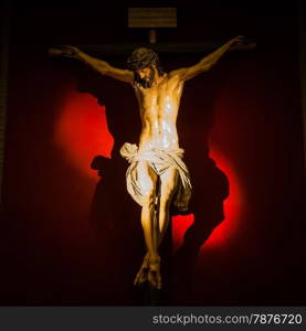 Ancient Spanish Crucifix made of wood, 300 years old.