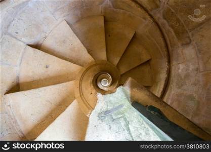 ancient spiral staircase in church