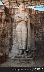 Ancient standing Buddha image, Gal Vihara, Polonnaruwa, Sri Lanka