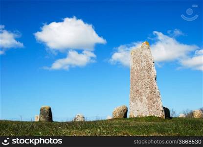 Ancient standing stones at an old graveyard from the viking age at the island Oland in Sweden