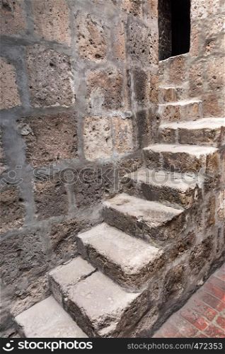 ancient stone staircase in an old house