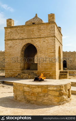 Ancient stone temple of Atashgah, Zoroastrian place of fire worship, Baku, Azerbaijan