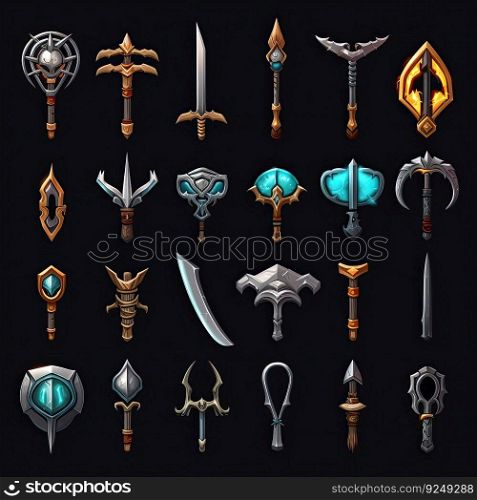 ancient sword weapon game ai generated. warrior knife, fight metal, old antique ancient sword weapon game illustration. ancient sword weapon game ai generated