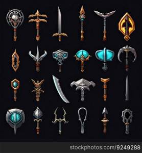 ancient sword weapon game ai generated. warrior knife, fight metal, old antique ancient sword weapon game illustration. ancient sword weapon game ai generated