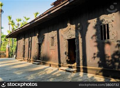 Ancient teak monastery of Bagaya Kyaung in Inwa, Myanmar