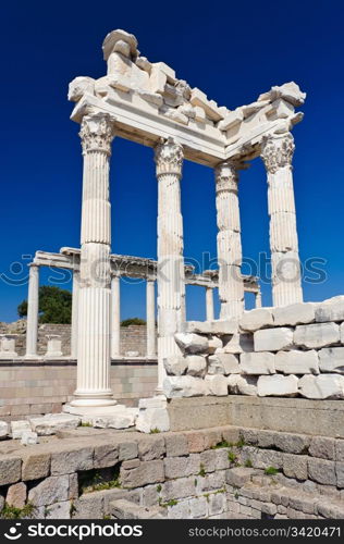 Ancient temple of Trajan, Bergama, Turkey. Temple of Trajan, Bergama, Turkey