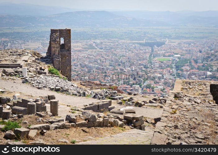 Ancient temple of Trajan, Bergama, Turkey. Temple of Trajan, Bergama, Turkey