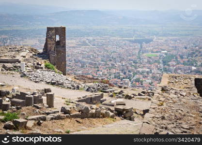 Ancient temple of Trajan, Bergama, Turkey. Temple of Trajan, Bergama, Turkey