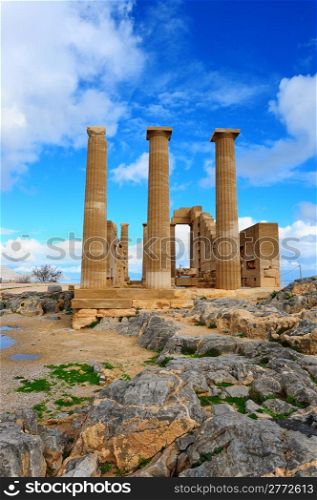 Ancient Temple on The Beach of The Greek Island of Rhodes
