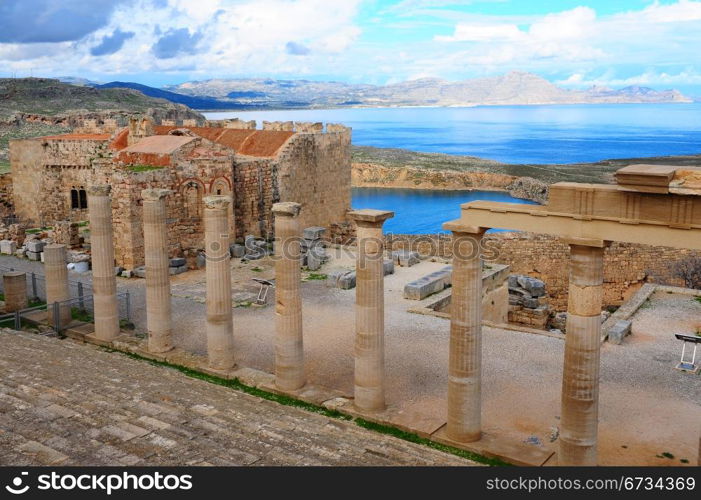 Ancient Temple on The Beach of The Greek Island of Rhodes