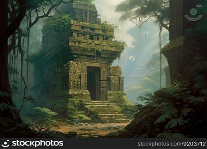 Ancient temple ruins historic. Rock tourism. Generate Ai. Ancient temple ruins historic. Generate Ai