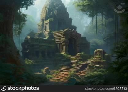 Ancient temple ruins travel. Old culture. Generate Ai. Ancient temple ruins travel. Generate Ai