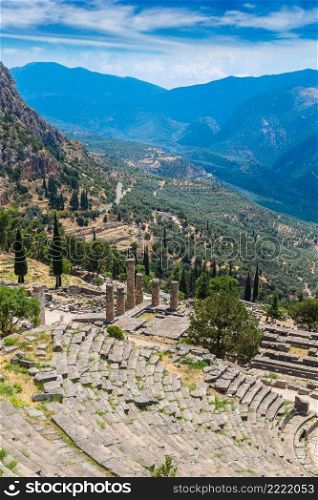 Ancient theater in Delphi, Greece in a summer day