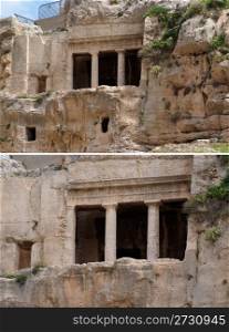 Ancient tomb cave of Benei Hezir in Jerusalem