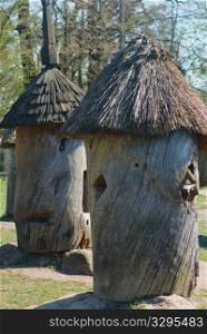 Ancient Ukrainian beehive hollowed from a tree trunk