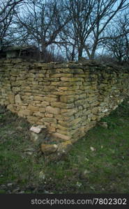 Ancient village stone wall