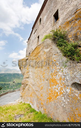 ancient wall of norman Lauria Castle, Castiglione di Sicilia, Italy