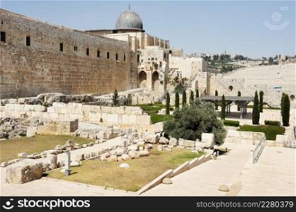 Ancient walls of the old city in Jerusalem. Walls of Jerusalem
